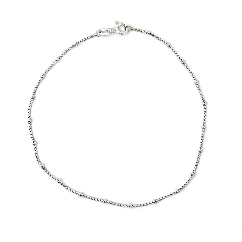 Tobillera Cadena Veneciana Donuts Mini Plata Fina 925-0