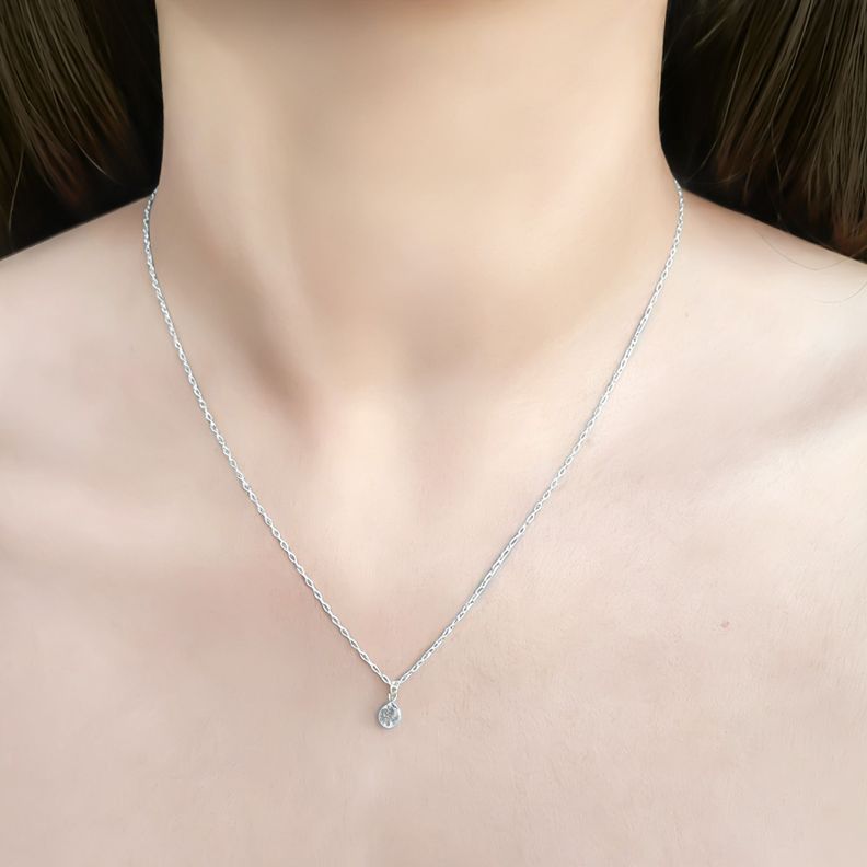 Collar Punto De Luz Cadena Eslabón Plata Fina 925-2