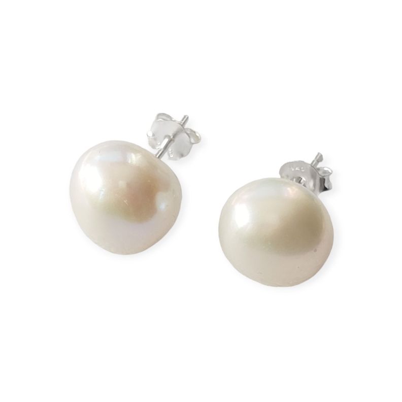 Aros Perla De Río 10mm Plata Fina 925-0