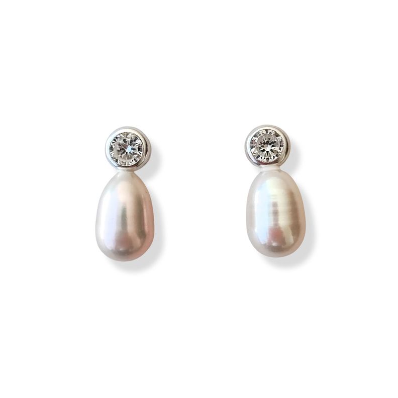 Aros Perla De Río Circón Leticia Plata Fina 925-0