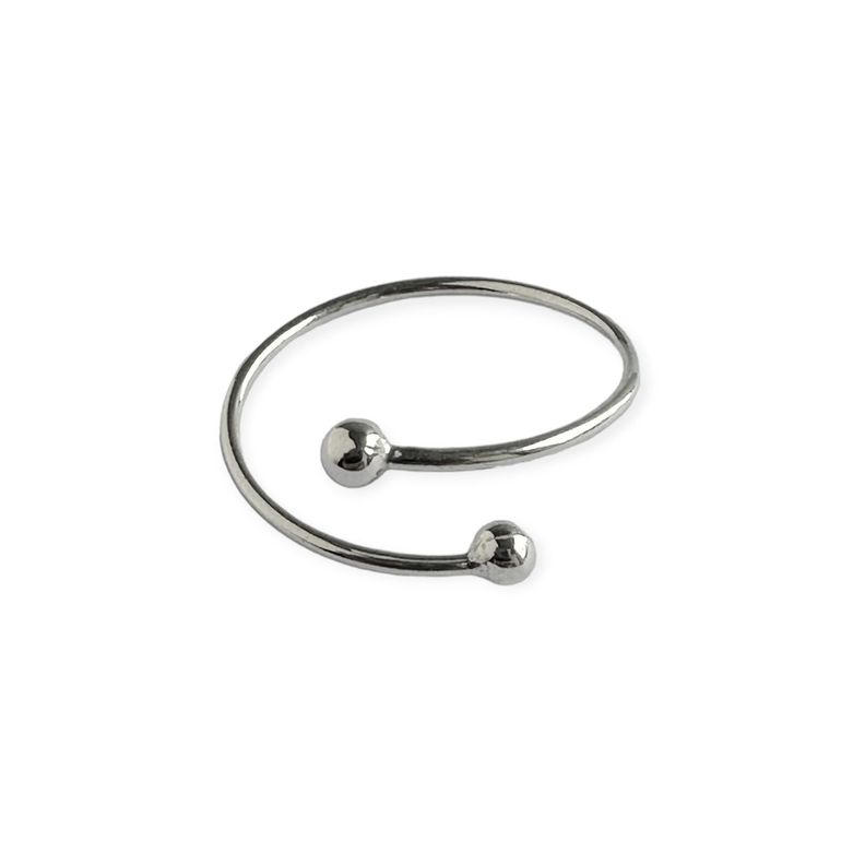 Anillo 2 Bolitas Adaptable Plata Fina 925-0