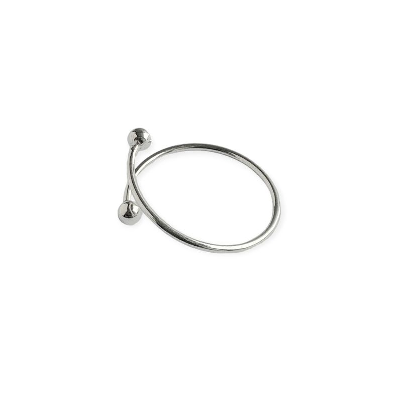 Anillo 2 Bolitas Adaptable Plata Fina 925-1