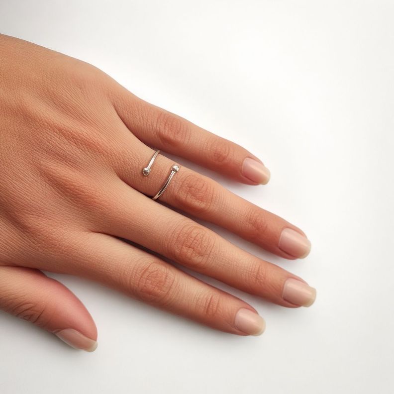 Anillo 2 Bolitas Adaptable Plata Fina 925-3