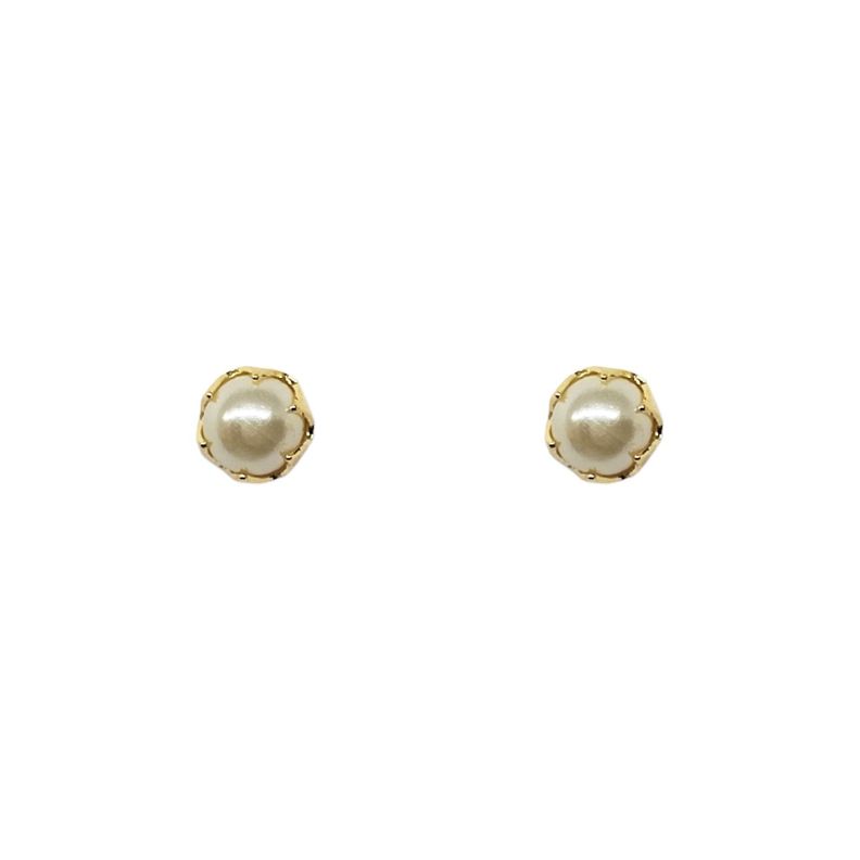 Aros Perla Sintética 4mm Enchapado Oro 18K-1