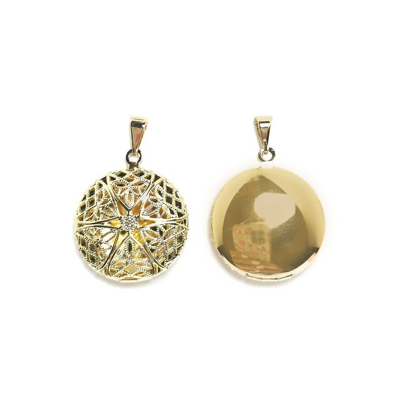 Colgante Guardapelo Redondo Filigrana Enchapado Oro 18K Dorado