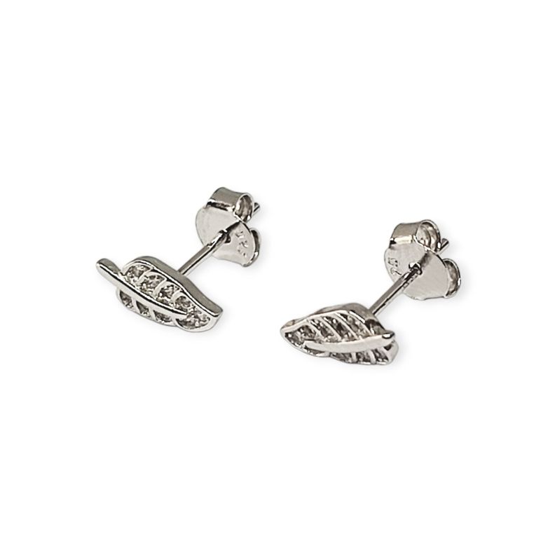 Aros Hoja Mini Circones Plata Fina 925 Baño Rodio-1
