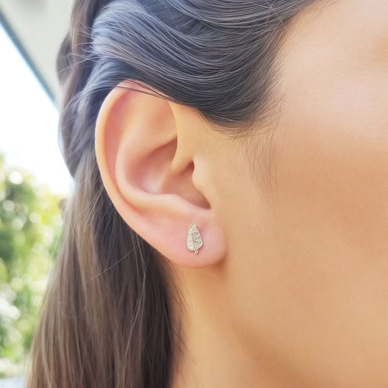 Aros Hoja Mini Circones Plata Fina 925 Baño Rodio-2