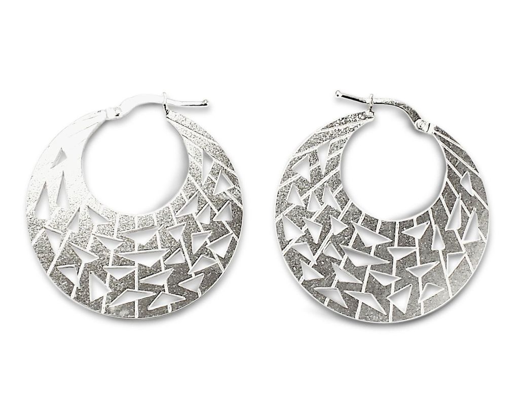 Aros Argolla Plana Calada 32mm Plata Fina 925 -0