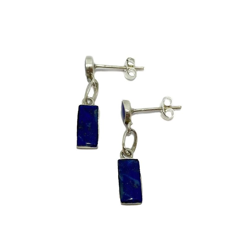 Aros Lapislázuli Rectangular Plata Fina 925-1