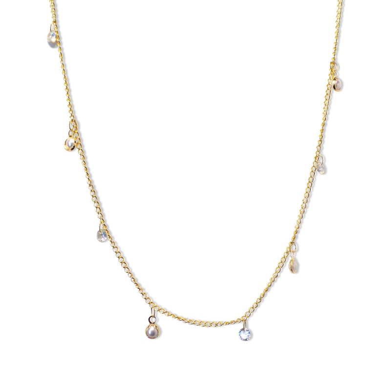 Collar Choker Perlitas Sintéticas Circones Enchapada Oro 18K 42cm-0