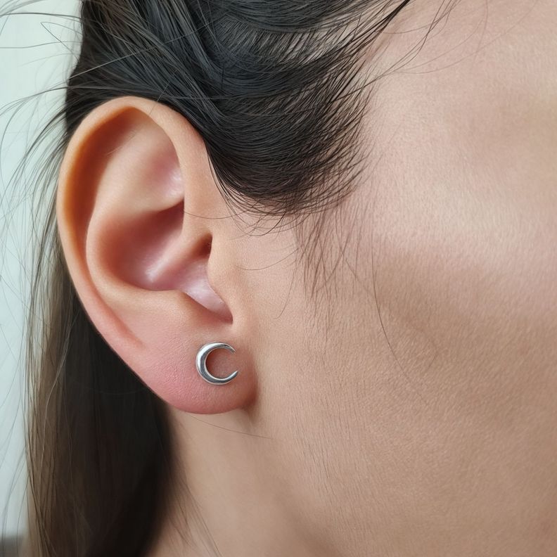 Aros Mini Luna Plata Fina 925-2