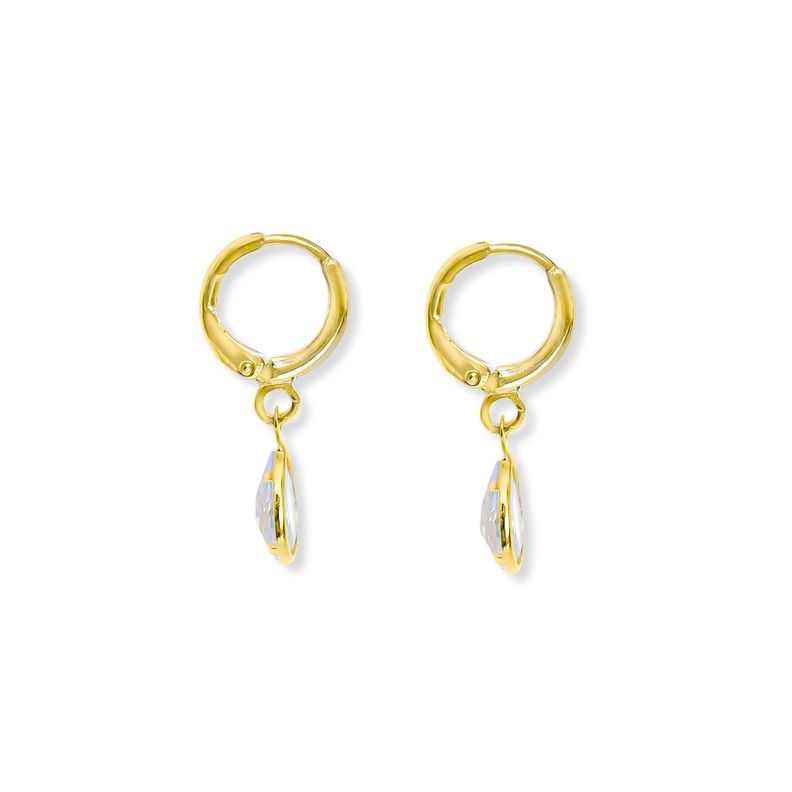 Aros Celia Argolla Gota Circón Enchapado Oro 18K-1