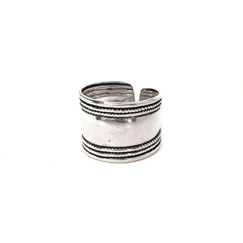 Anillo Liso Ancho Plata Fina 925 envejecida-1