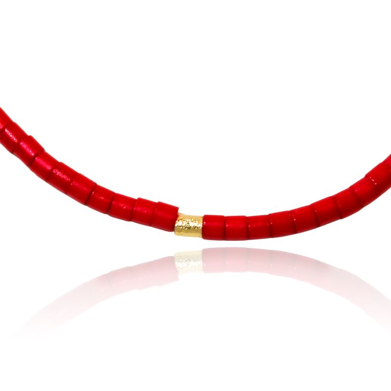 Pulsera Mostacilla Roja Enchapada Oro 18K-2