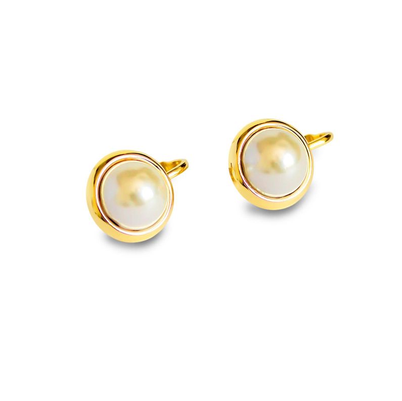 Aros Perla 10mm Clip Enchapado Oro 18K-0