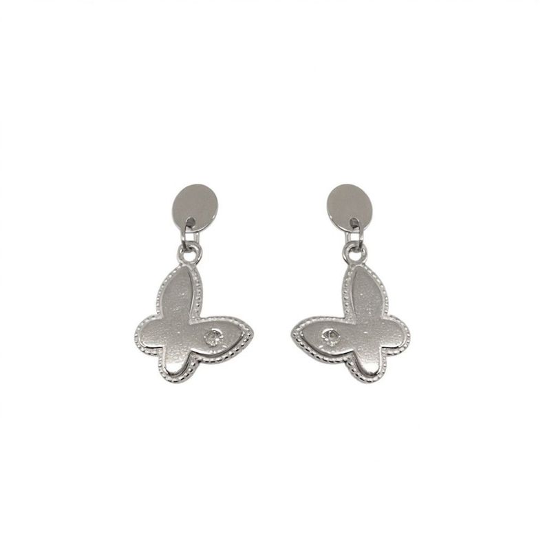 Aros Mariposa Colgante Circón Plata Fina 925-0