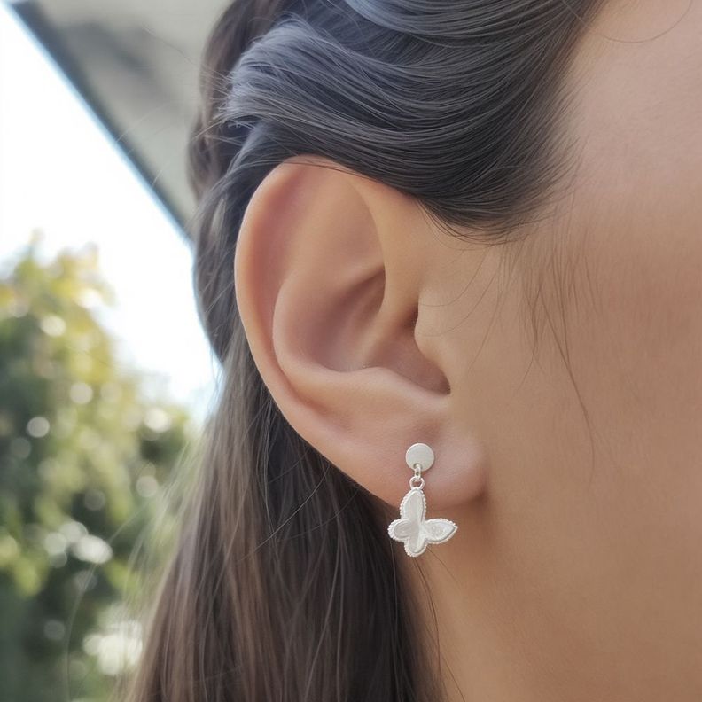 Aros Mariposa Colgante Circón Plata Fina 925-1