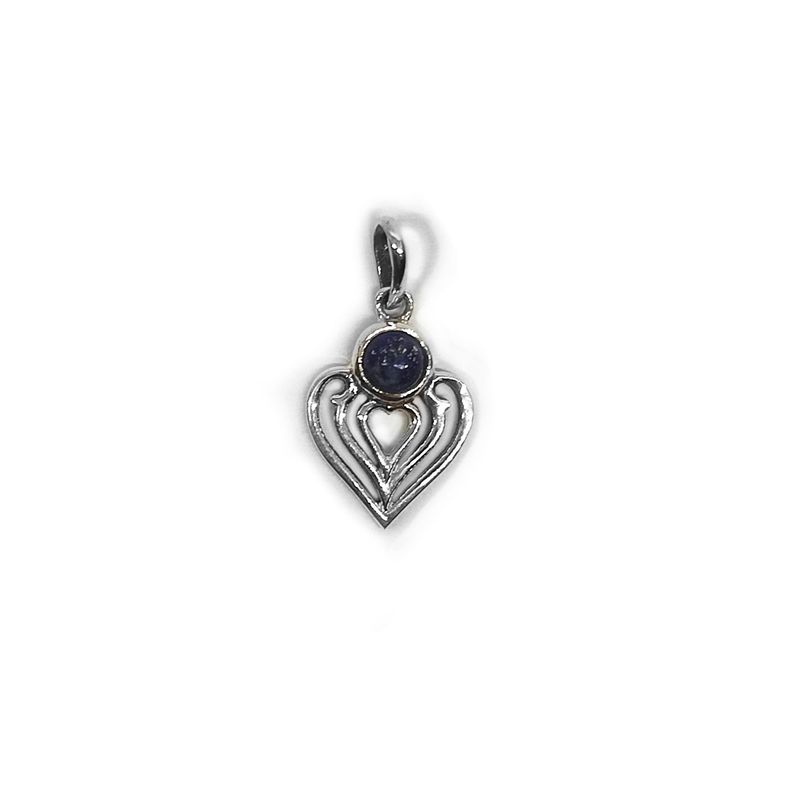 Colgante Corazon Lapislazuli Plata Fina 925a