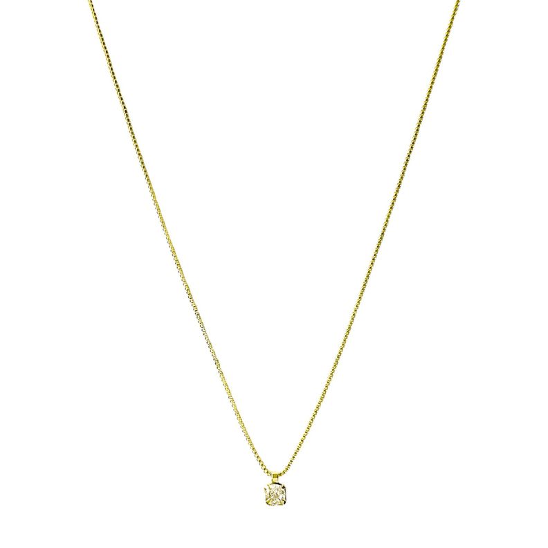 Collar Punto De Luz 3mm Cuadrado Enchapado Oro 18K-1