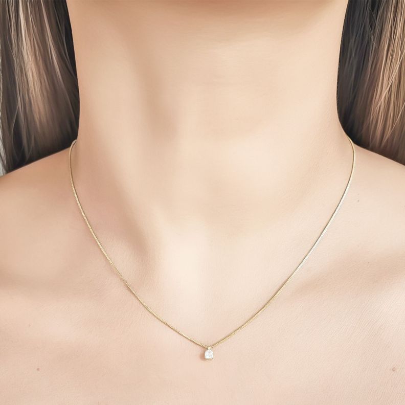 Collar Punto De Luz 3mm Cuadrado Enchapado Oro 18K-2