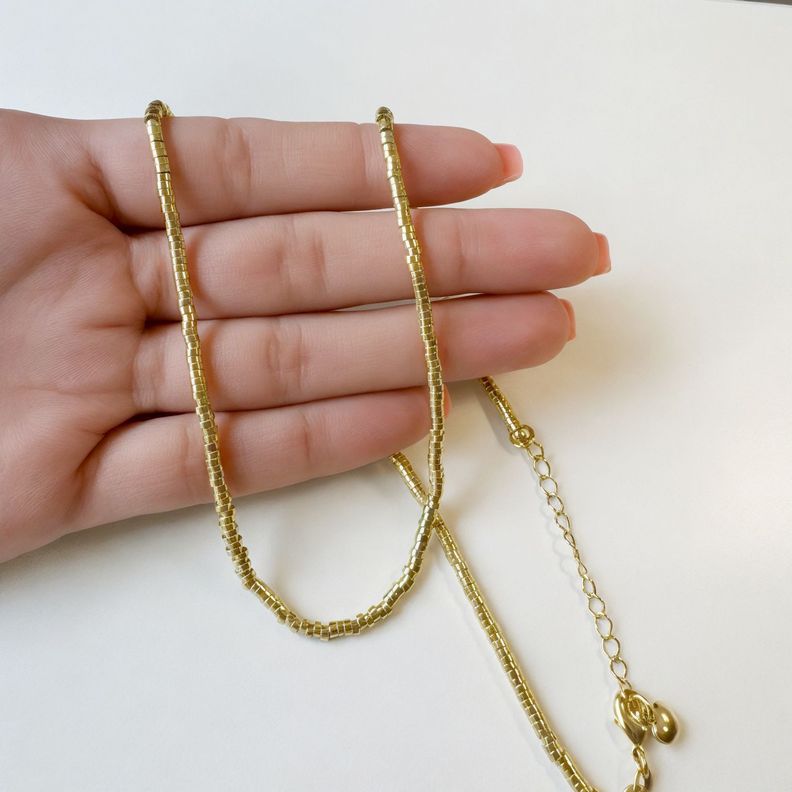 Collar Mostacillas Enchapado Oro 18K 50cm-2