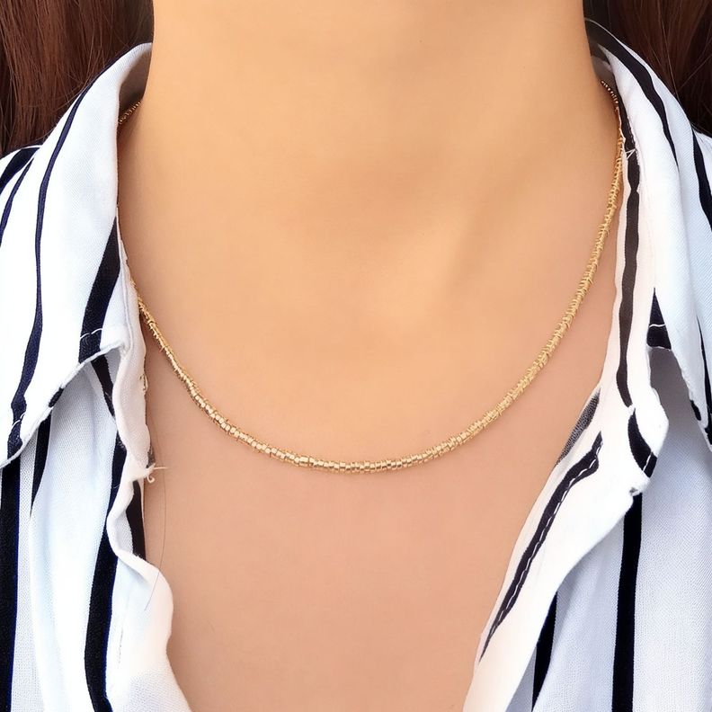 Collar Mostacillas Enchapado Oro 18K 50cm-3