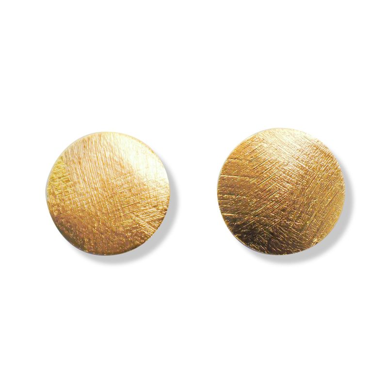 Aros Disco Satinado 13mm Enchapado Oro 18K Dorado