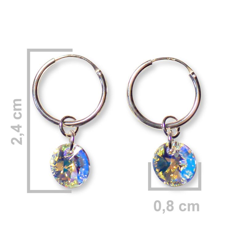 Aros Argollas Cristal Austríaco Aurora Boreale Plata Fina 925-1