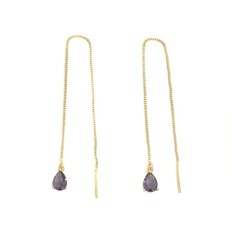 Aros Cadena Colgante Gota Enchapado Oro 18K-0