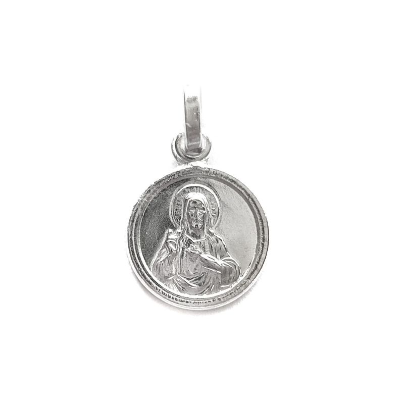 Colgante Medalla Sagrado Corazon 10mm Plata Fina 925