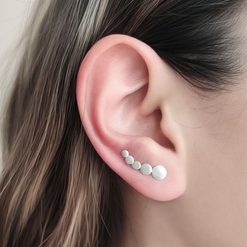 Aros Trepadores 5 Círculos Plata Fina 925-2
