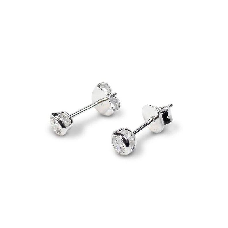Aros Circon Solitario Canastillo 3mm Plata Fina 925