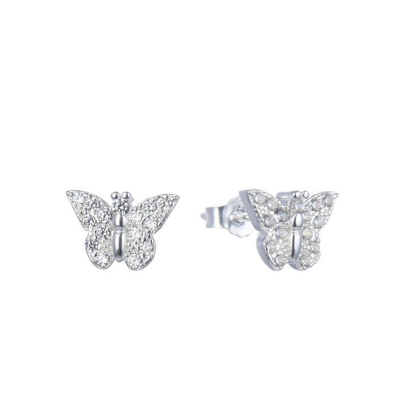 Aros Mariposa Circones Blancos Plata Fina 925-0