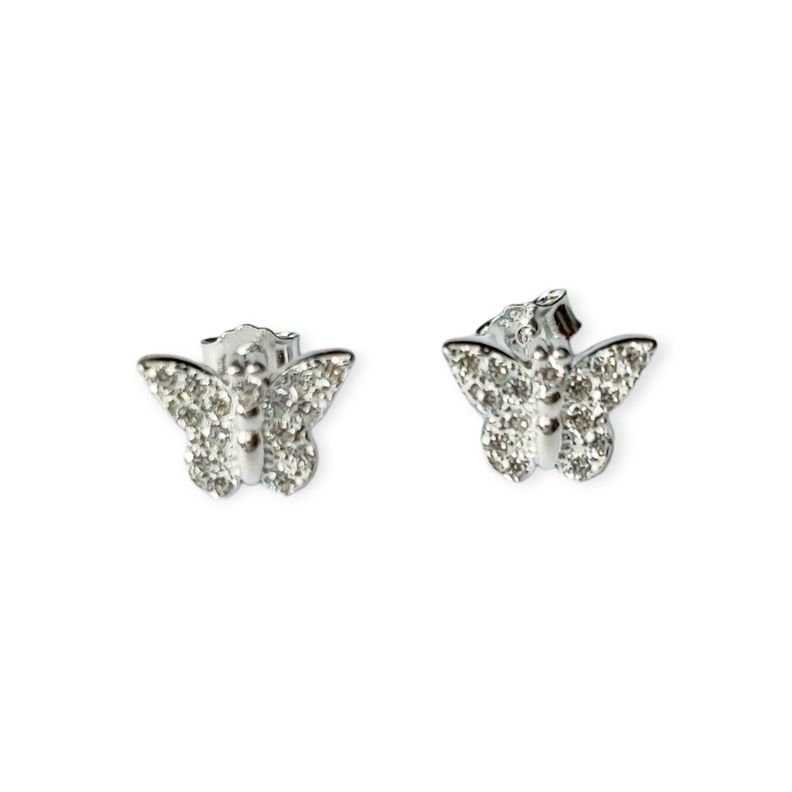 Aros Mariposa Circones Blancos Plata Fina 925-1