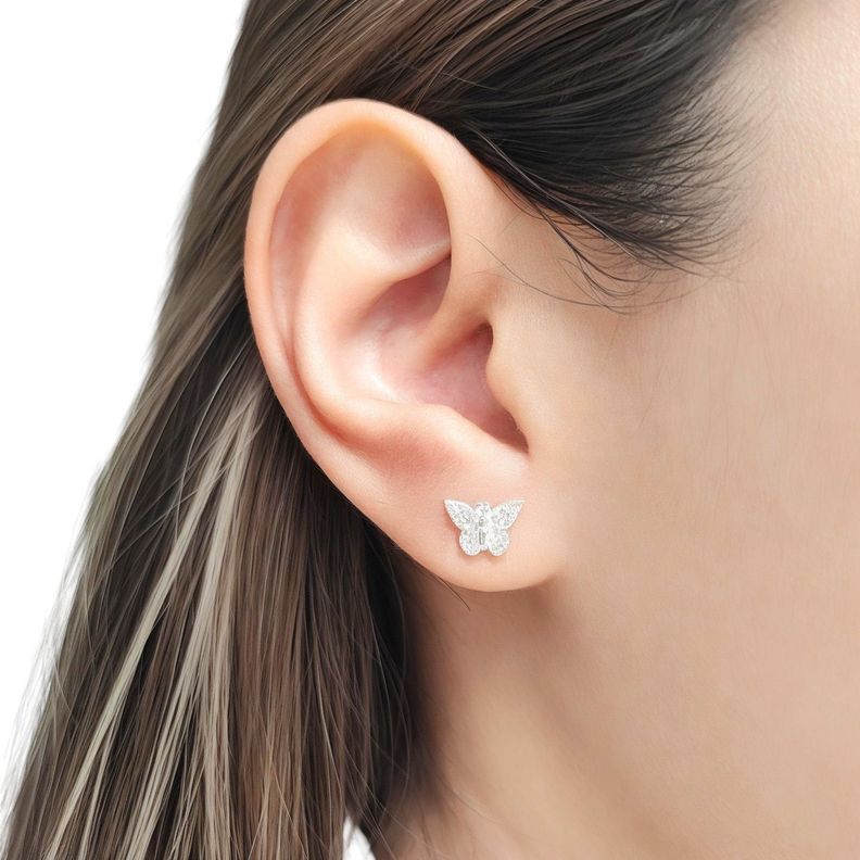 Aros Mariposa Circones Blancos Plata Fina 925-2