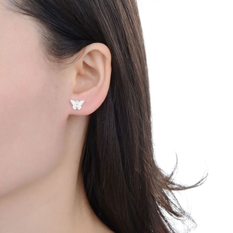 Aros Mariposa Circones Blancos Plata Fina 925-3