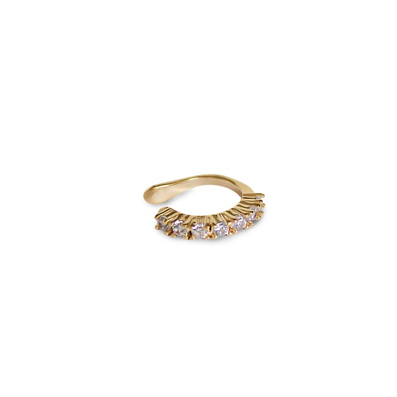 Aro Bidu Medio Cintillo Circón Enchapado Oro 18k-0