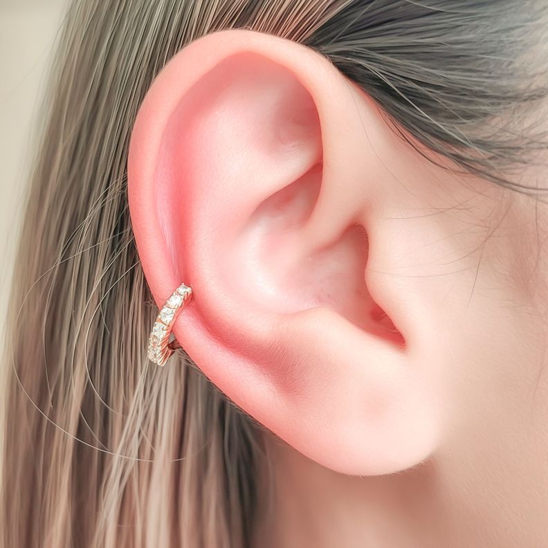 Aro Bidu Medio Cintillo Circón Enchapado Oro 18k-3
