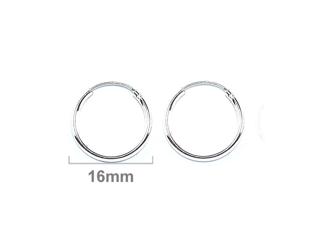 Aros Argollas 16mm Plata Fina 925-1