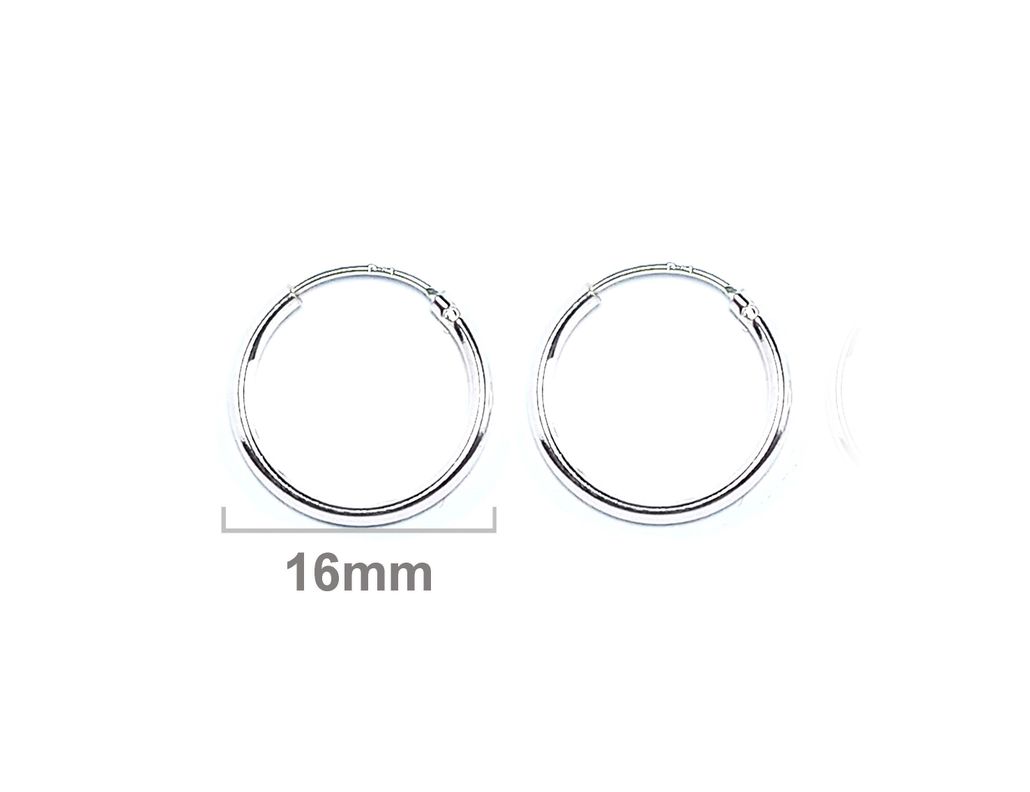 Aros Argollas 16mm Plata Fina 925-2