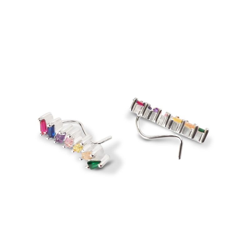 Aros Trepador Circones Colores Plata Fina 925-1