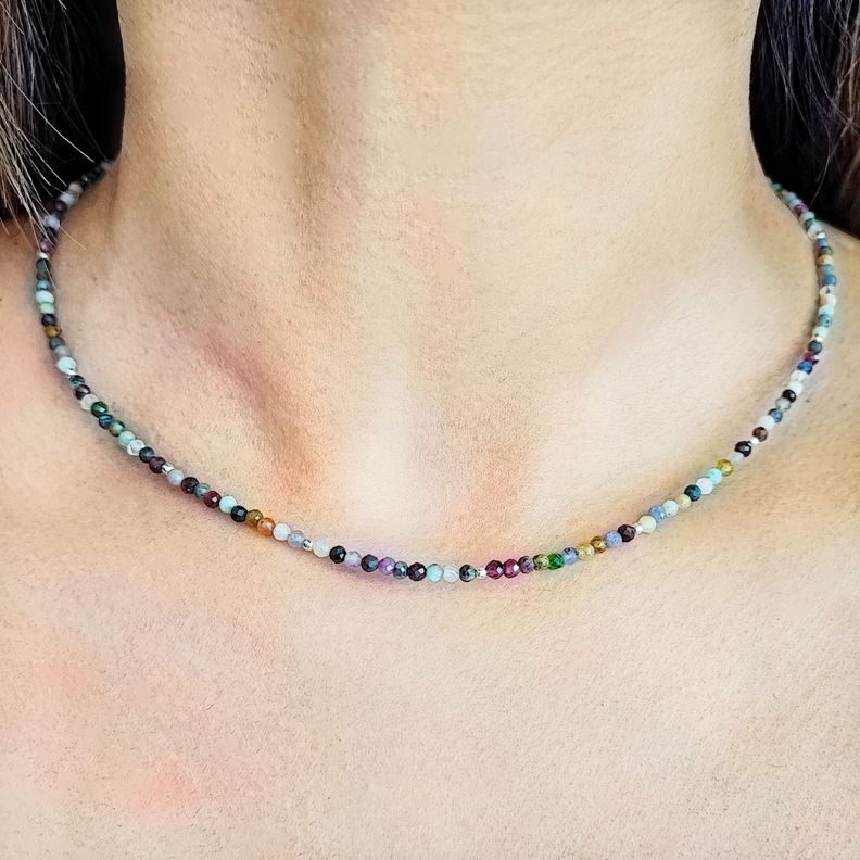 Collar Piedras Naturales Facetadas Plata Fina 925-2