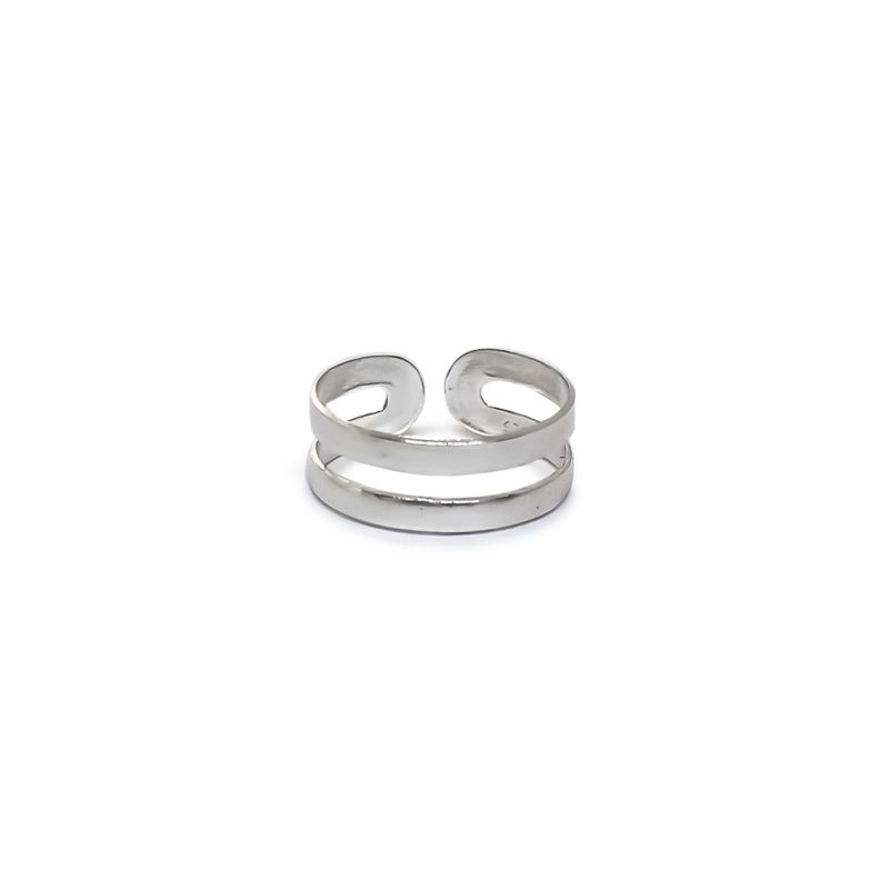 Anillo Midi Argolla Doble Plata Fina 925-0