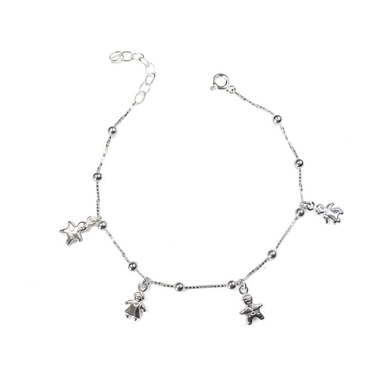  Pulsera 4 Chiches Niñas y Niños Plata Fina  925-0