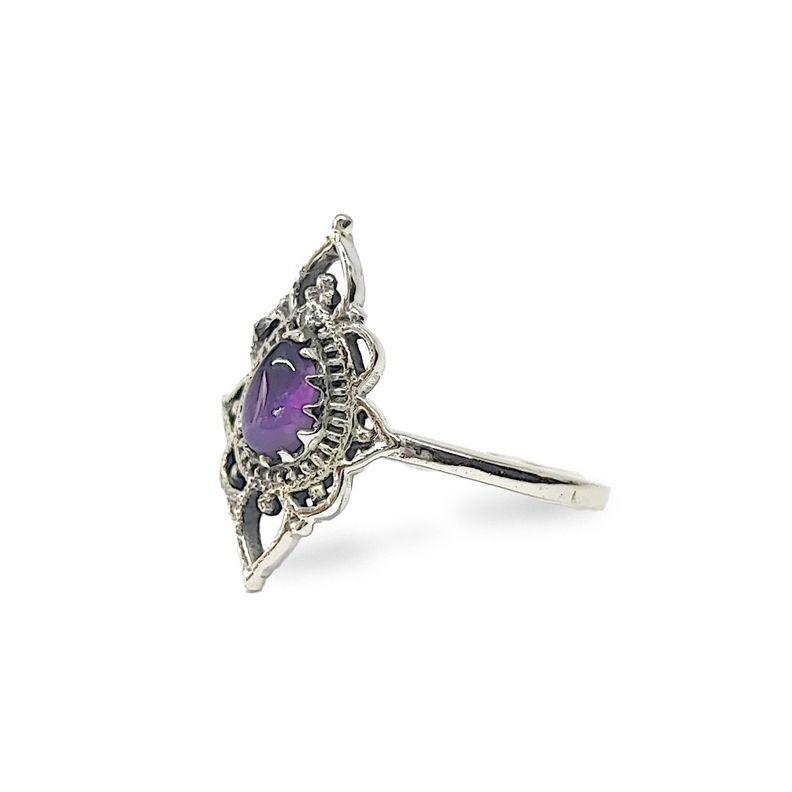 Anillo Ishani Piedra Amatista Plata Fina 925  #14-0