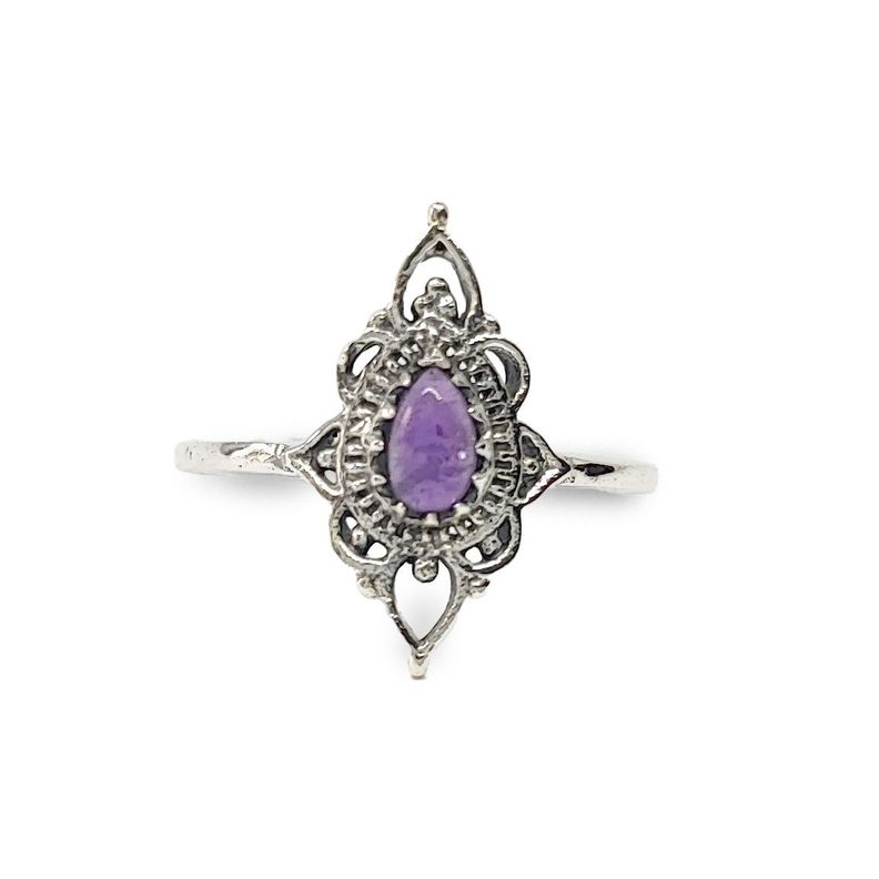 Anillo Ishani Piedra Amatista Plata Fina 925  #14-1