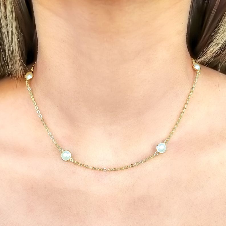 Collar 4 Perla Enchapado Oro 18K-0