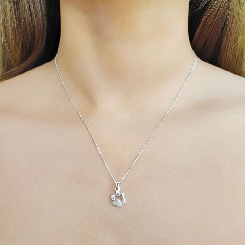 Collar Huella Perro Plata Fina 925-2