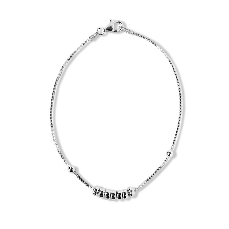 Pulsera Arandelas Bolita Plata Fina 925-0