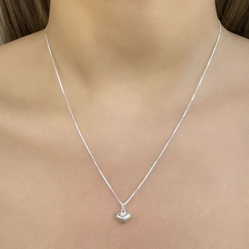 Collar Corazón Veneciana Plata Fina 925-2